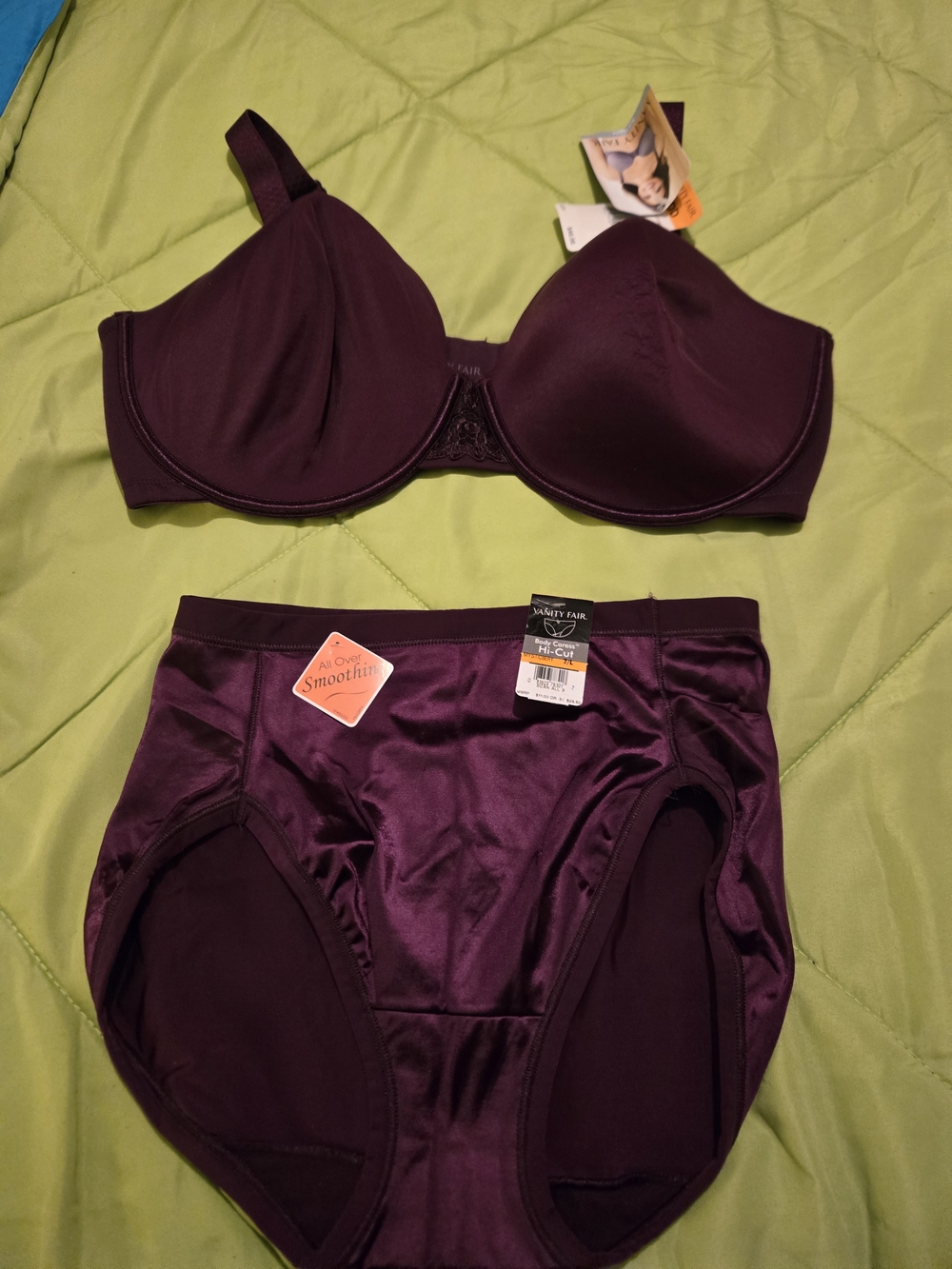 Vanity Fair Plum Smooth-Fit Full Coverage Underwire Bra & High-Waist Brief